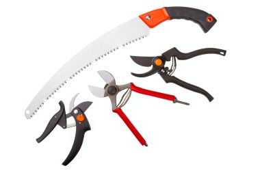 Garden secateurs and hacksaw clipart