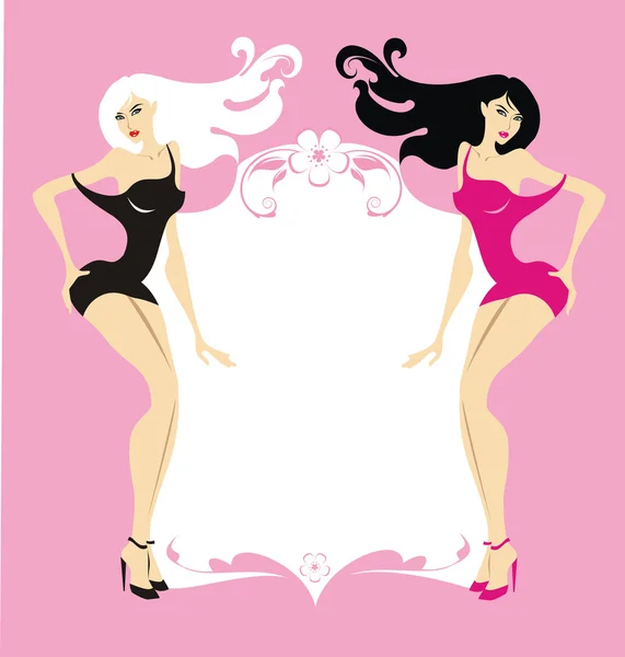 Two beautiful sexy girls — Stock Vector