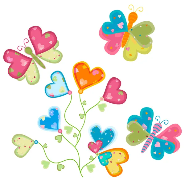 Liebe Blume und Schmetterlinge — Stockfoto