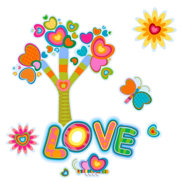 Aşk retro ağaç — Stok fotoğraf