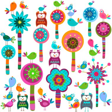 Whimsy flowers clipart