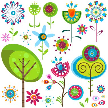 Whimsy flowers clipart