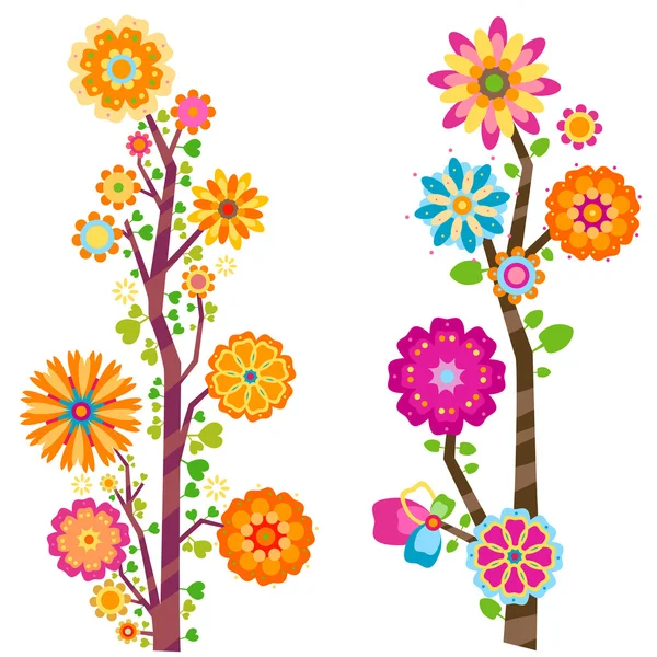 Árvores florais — Vetor de Stock
