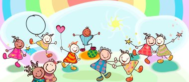 Kids playing clipart