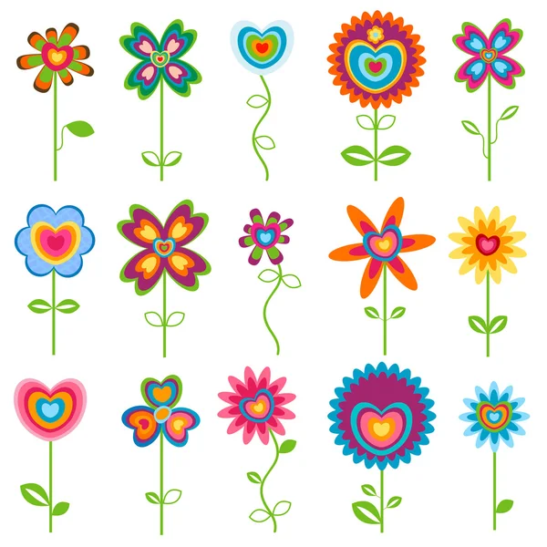 Liefde retro bloemen — Stockvector