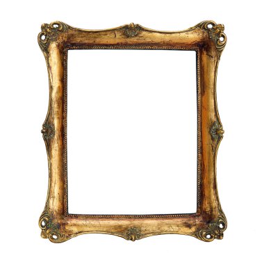 Antique frame with woman's portrait . Isolated image. clipart