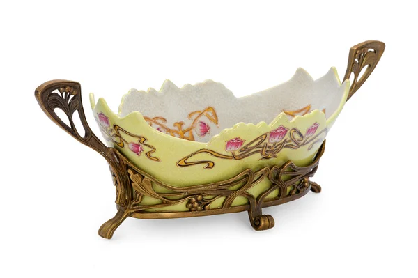 Antique porcelain dish in modern style. — Stock Photo, Image