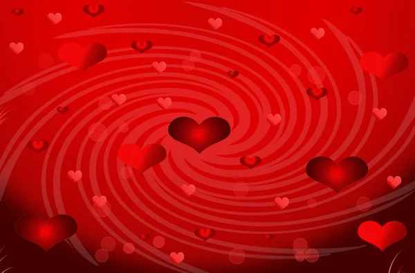 Abstraction in the form of hearts on a red background — Stock Photo, Image