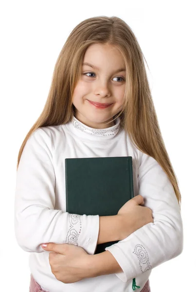 Μικρό κορίτσι κρατώντας βιβλίο — Φωτογραφία Αρχείου