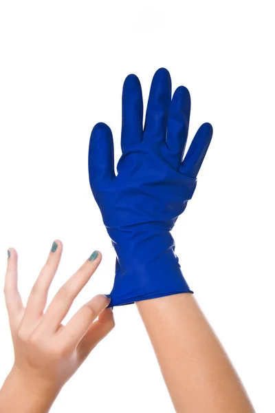 Latex γάντι για τον καθαρισμό από πλευρά — Φωτογραφία Αρχείου