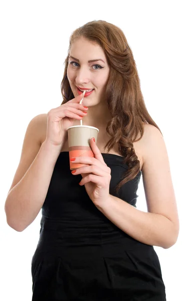 Girl with a coffee cocktail — Stock Photo, Image