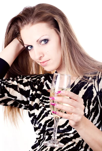 Beautiful girl with champagne — Stock Photo, Image