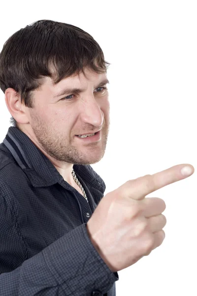 Man points a finger — Stock Photo, Image