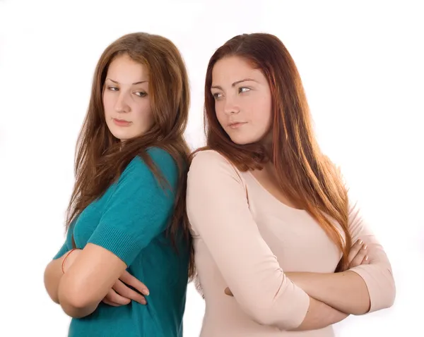 Two girls in quarrelc — Stock Photo, Image