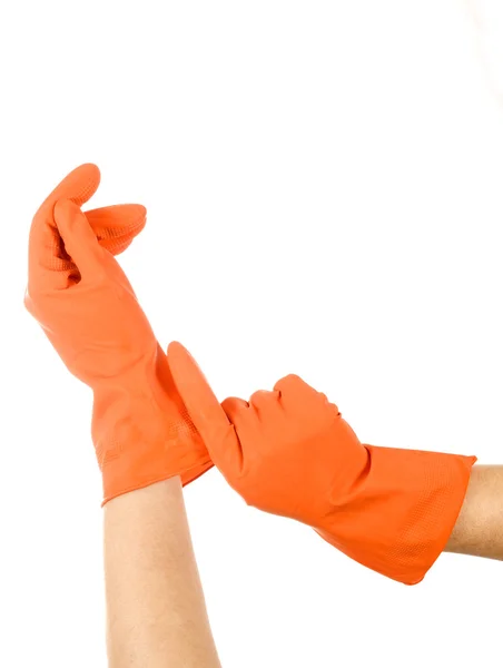 Beschermende handschoenen dragen — Stockfoto
