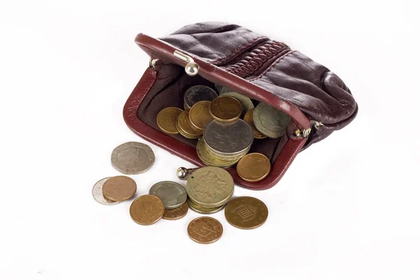 Bolsa com moedas — Fotografia de Stock