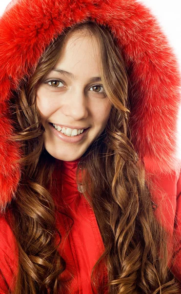 十代の少女を着て冬のコート — ストック写真