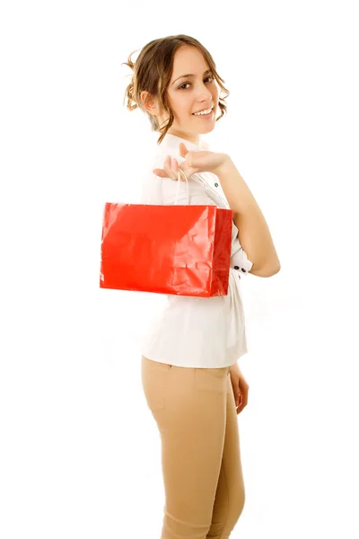 Naar huis gaan met shopping bag — Stockfoto