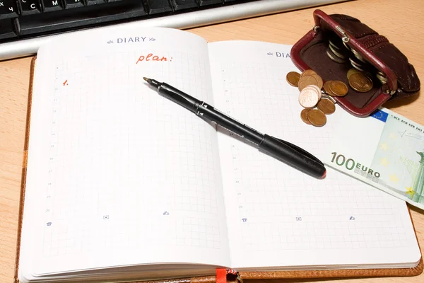 Diary and business plan — Stock Photo, Image