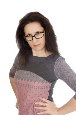 Strict woman in glasses clipart