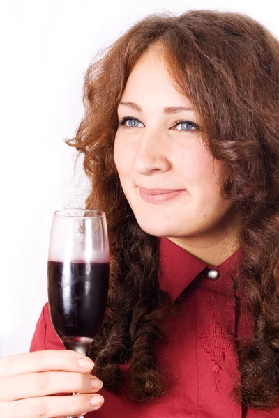 Beautiful female lips drinking wine — Stock Photo, Image