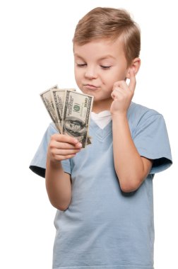 Boy with dollars clipart