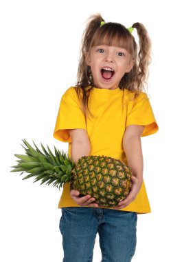 Little girl with pineapple clipart