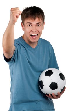 Klasik futbol topu ile adam