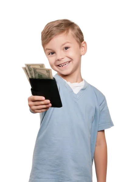 Boy with dollars — Stock Photo, Image