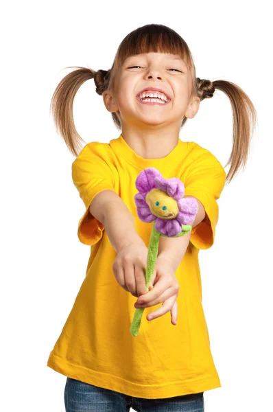 Κορίτσι με λουλούδι — Φωτογραφία Αρχείου
