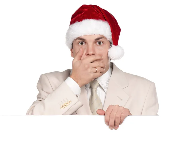 Ritratto di uomo in cappello da Babbo Natale — Foto Stock