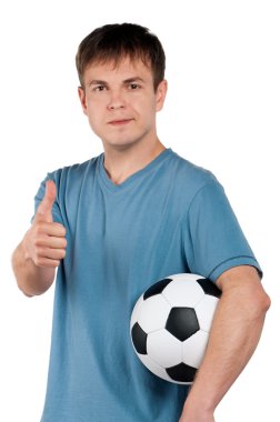 Klasik futbol topu ile adam