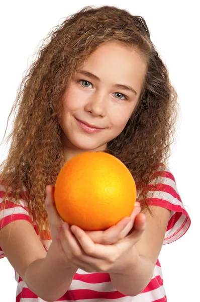 Dziewczyna z pomarańczą — Zdjęcie stockowe