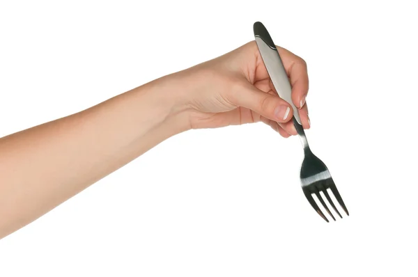Mão com garfo — Fotografia de Stock