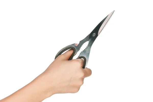 Рука с ножницами — стоковое фото