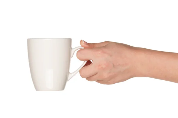 Hand mit weißer Tasse — Stockfoto