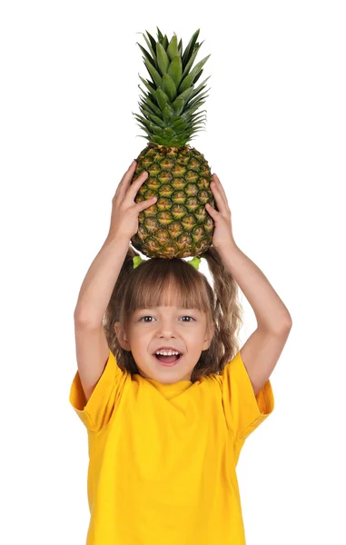 Holčička s ananasem — Stock fotografie