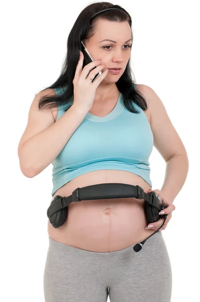 헤드폰으로 임신 — 스톡 사진