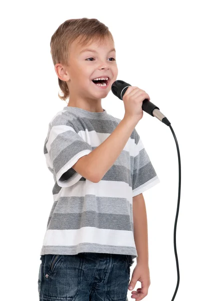 Chlapec s mikrofonem — Stock fotografie