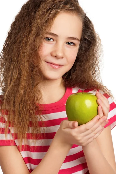 Mädchen mit Apfel — Stockfoto