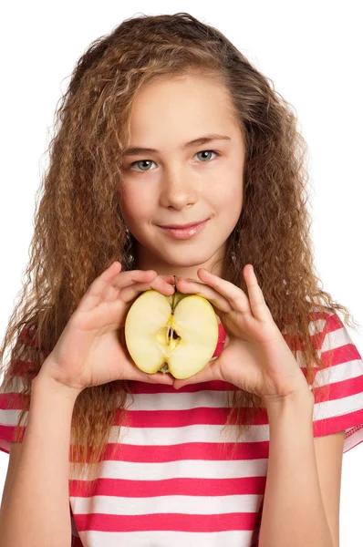 Mädchen mit Apfel — Stockfoto