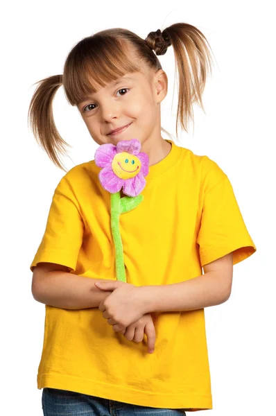 Flicka med blomma — Stockfoto