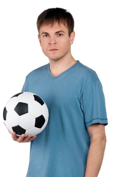 Hombre con pelota de fútbol clásico — Foto de Stock