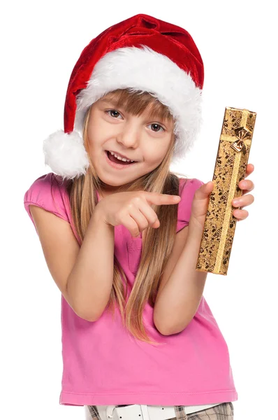 Klein meisje met geschenkdoos — Stockfoto