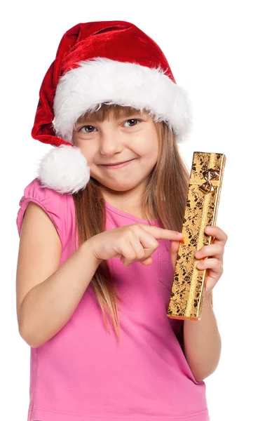 Mała dziewczynka z pudełkiem prezentów — Zdjęcie stockowe