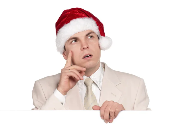 Porträt eines Mannes mit Weihnachtsmütze — Stockfoto
