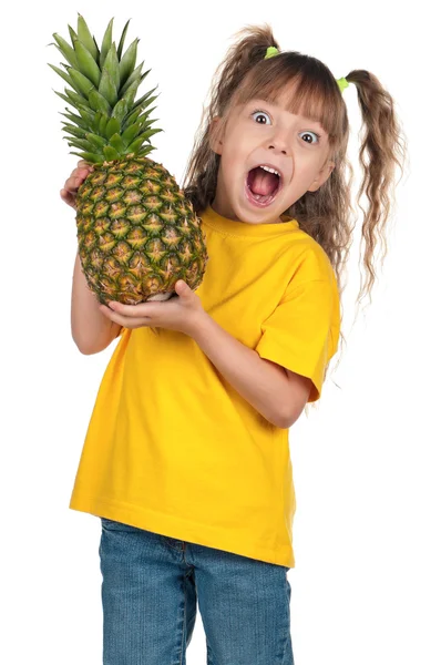 Dziewczynka z ananasem — Zdjęcie stockowe