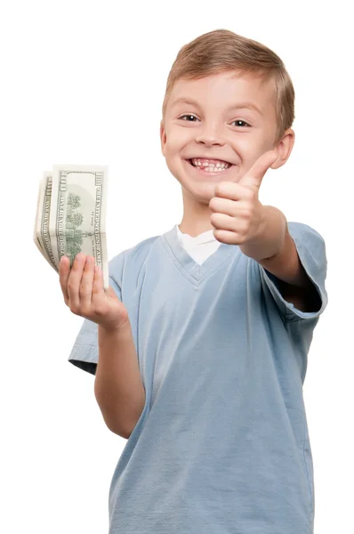 Rapaz com dólares — Fotografia de Stock