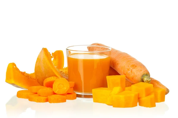 Karotten- und Kürbissaft — Stockfoto