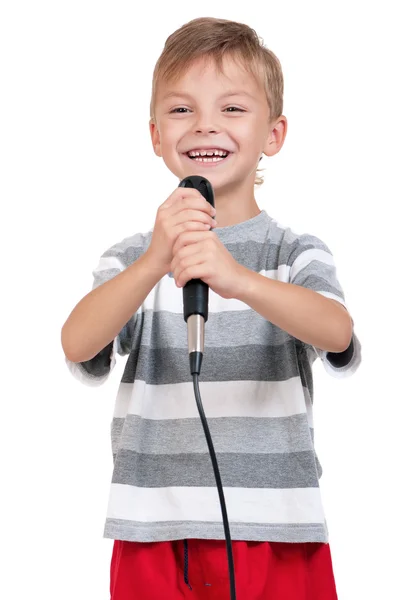 Chłopiec z mikrofonem — Zdjęcie stockowe